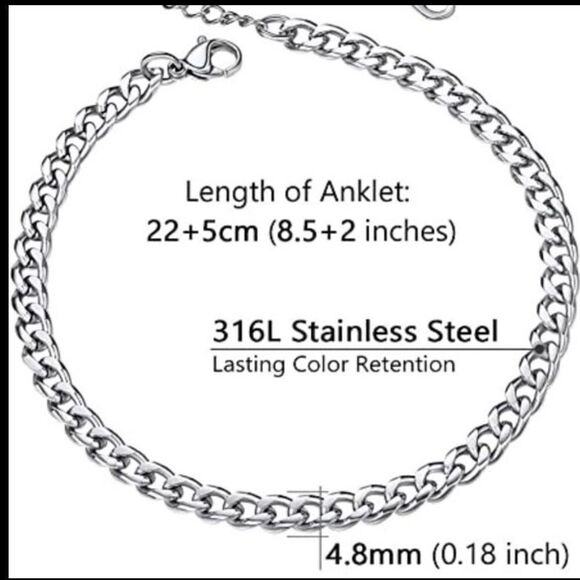 NEW Cuban Chain Anklet Adjustable Ankle Bracelet - Picture 8 of 12